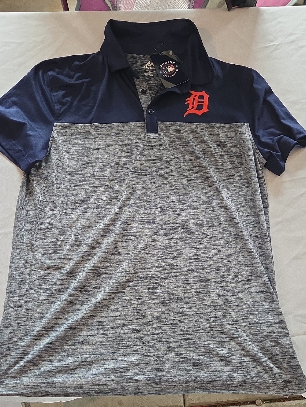 Detroit Tigers Navy & Gray Kids Polo Shirt